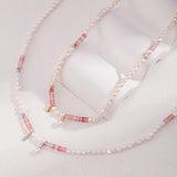 Peach Blossom Sterling Silver Pearl Necklace - floysun