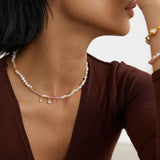 Peach Blossom Sterling Silver Pearl Necklace - floysun