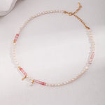 Peach Blossom Sterling Silver Pearl Necklace - floysun