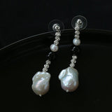 Pearl and Black Onyx Long Drop Earrings - floysun