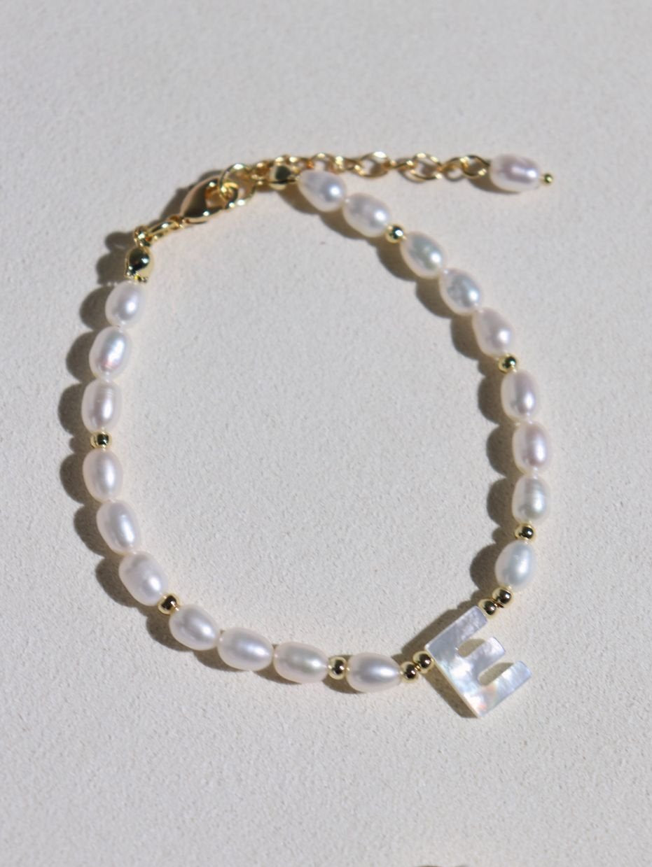 Pearl and Mother - of - Pearl Letter Bracelet - floysun