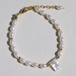 Pearl and Mother - of - Pearl Letter Bracelet - floysun