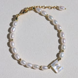 Pearl and Mother - of - Pearl Letter Bracelet - floysun