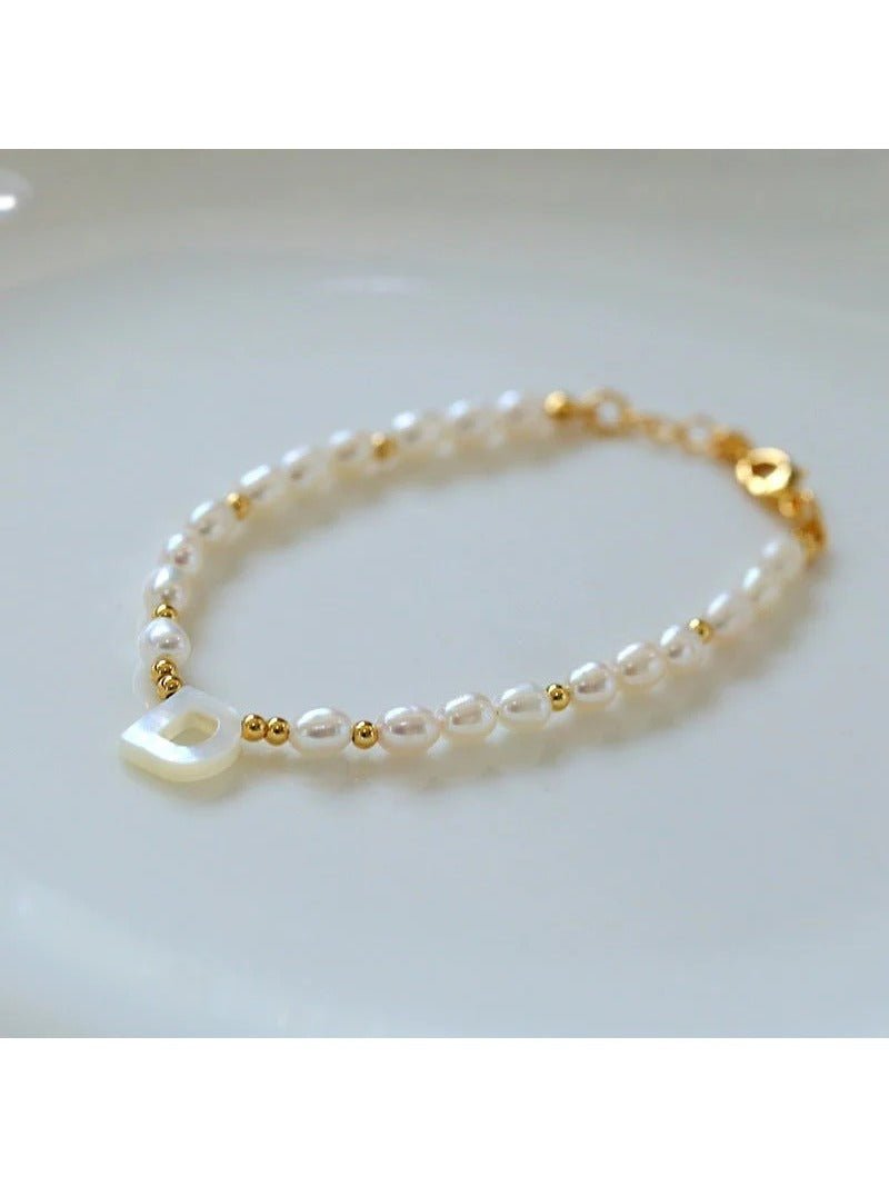 Pearl and Mother - of - Pearl Letter Bracelet - floysun