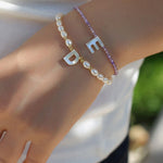 Pearl and Mother - of - Pearl Letter Bracelet - floysun