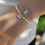 Pearl and Mother - of - Pearl Letter Bracelet - floysun