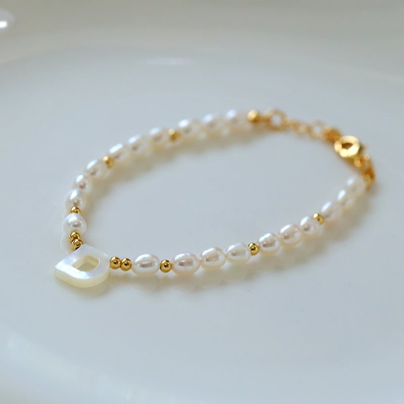 Pearl and Mother - of - Pearl Letter Bracelet - floysun