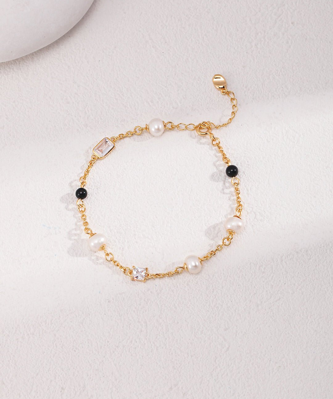 Pearl Black Onyx Cubic Zirconia Chain Bracelet - floysun