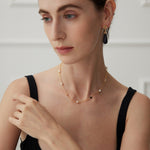 Pearl Black Onyx Cubic Zirconia Chain Necklace - floysun