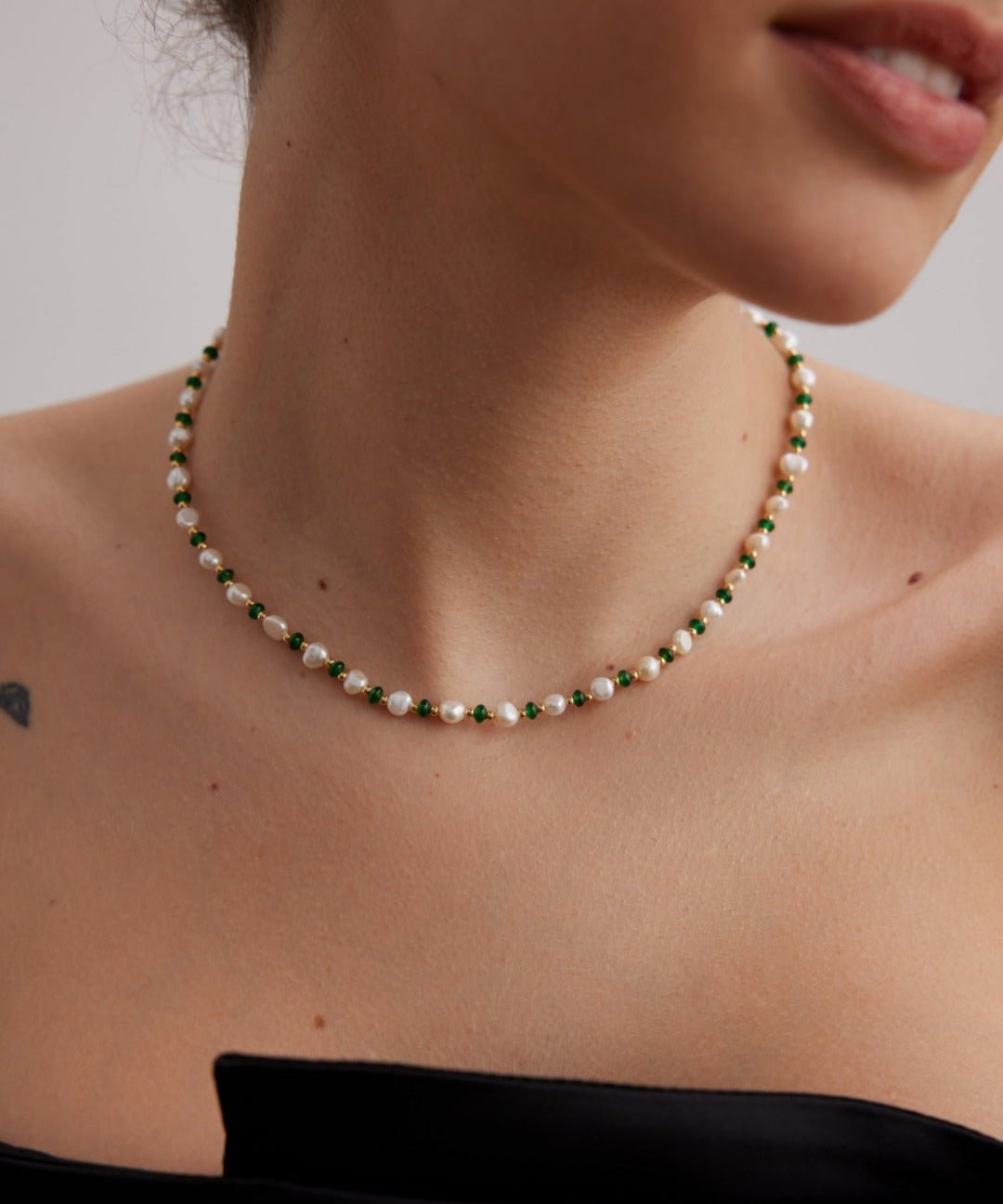 Pearl Emerald Gold Necklace - floysun