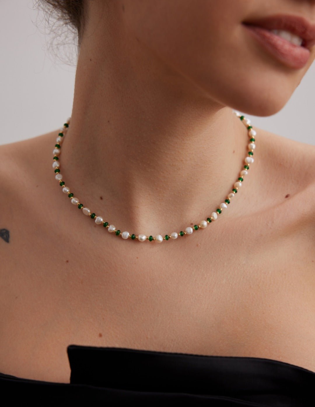 Pearl Emerald Gold Necklace - floysun