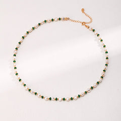 Pearl Emerald Gold Necklace - floysun