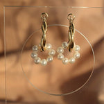 Pearl Floral Drop Hoop Earrings - floysun