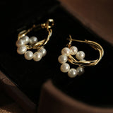 Pearl Floral Drop Hoop Earrings