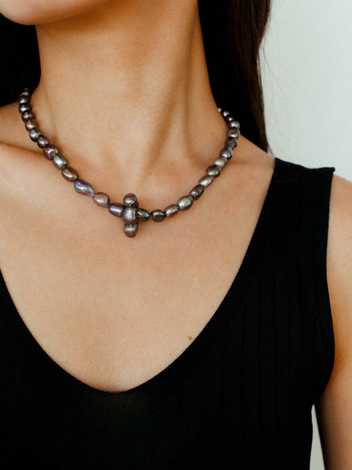 Pearl Loop - Wrapped Grey Necklace - floysun