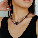 Pearl Loop - Wrapped Grey Necklace - floysun