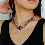 Pearl Loop - Wrapped Grey Necklace - floysun