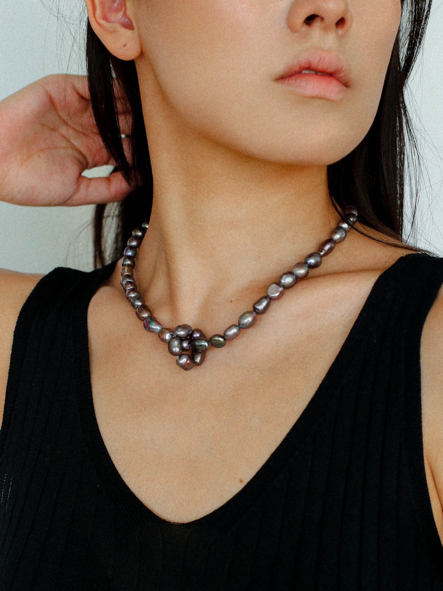 Pearl Loop - Wrapped Grey Necklace - floysun