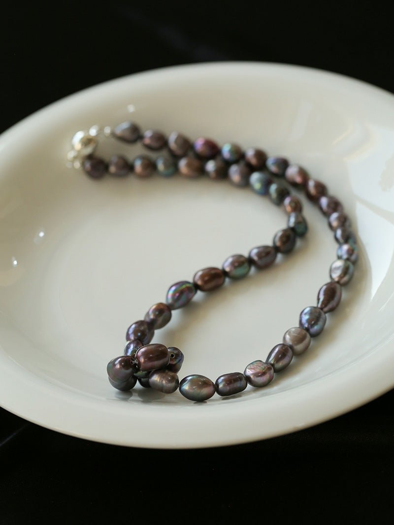 Pearl Loop - Wrapped Grey Necklace - floysun