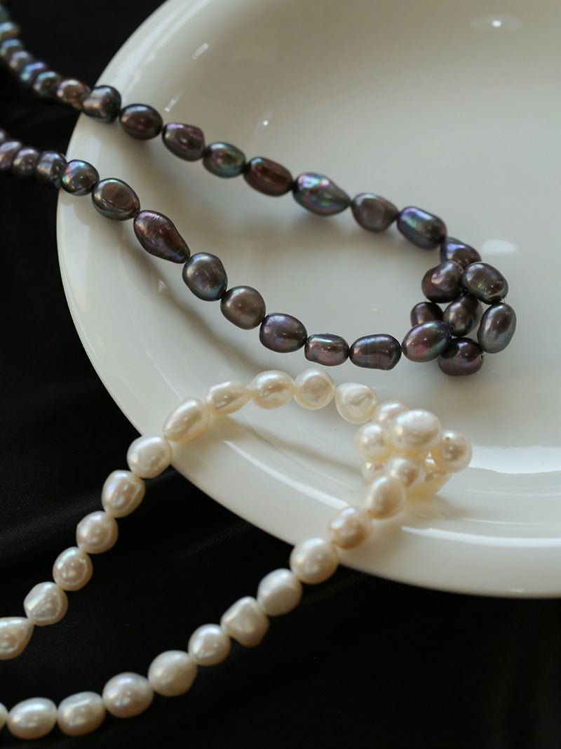 Pearl Loop - Wrapped Grey Necklace - floysun