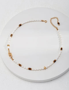 Pearl Tiger Eye Stone Vintage Necklace - floysun