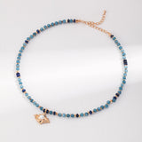 Pendant Necklace with Lapis and Amazonite Beads - floysun