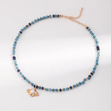 Pendant Necklace with Lapis and Amazonite Beads - floysun