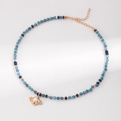 Pendant Necklace with Lapis and Amazonite Beads - floysun