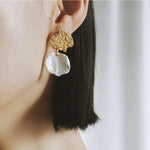 Petal Baroque Pearl Earrings - Single Pearl Drop Earrings - floysun