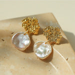 Petal Baroque Pearl Earrings - Single Pearl Drop Earrings - floysun