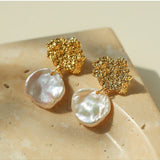 Petal Baroque Pearl Earrings - Single Pearl Drop Earrings - floysun