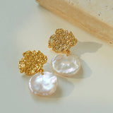 Petal Baroque Pearl Earrings - Single Pearl Drop Earrings - floysun