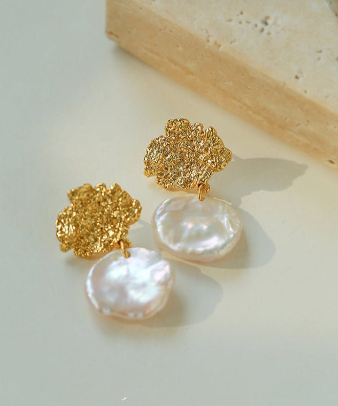 Petal Baroque Pearl Earrings - Single Pearl Drop Earrings - floysun