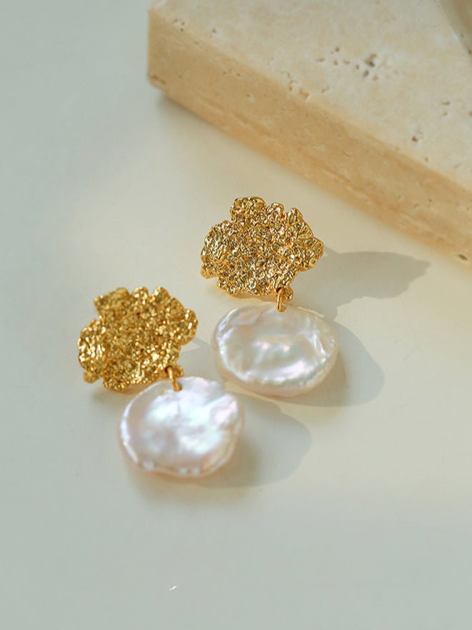 Petal Baroque Pearl Earrings - Single Pearl Drop Earrings - floysun