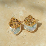 Petal Baroque Pearl Earrings - Single Pearl Stud Earrings - floysun