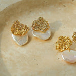 Petal Baroque Pearl Earrings - Single Pearl Stud Earrings - floysun