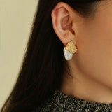 Petal Baroque Pearl Earrings - Single Pearl Stud Earrings - floysun