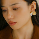 Petal Baroque Pearl Earrings - Three Petal Stud Earrings - floysun