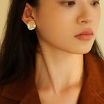 Petal Baroque Pearl Letter Earrings - floysun