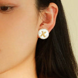 Petal Baroque Pearl Letter Earrings - floysun