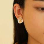 Petal Baroque Pearl Letter Earrings - floysun