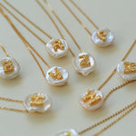 Petal Baroque Pearl Letter Pendants Necklaces - floysun