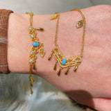 Phoenix Grace Tassel Blue Turquoise Filigree Bracelet - floysun