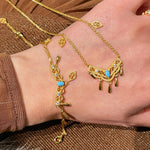 Phoenix Grace Tassel Blue Turquoise Filigree Bracelet - floysun