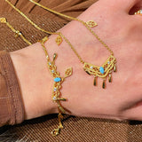 Phoenix Grace Tassel Blue Turquoise Filigree Bracelet - floysun