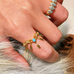 Phoenix Grace Tassel Blue Turquoise Filigree Ring - floysun