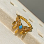 Phoenix Grace Tassel Blue Turquoise Filigree Ring - floysun