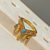 Phoenix Grace Tassel Blue Turquoise Filigree Ring - floysun