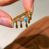 Phoenix Grace Tassel Blue Turquoise Filigree Ring - floysun