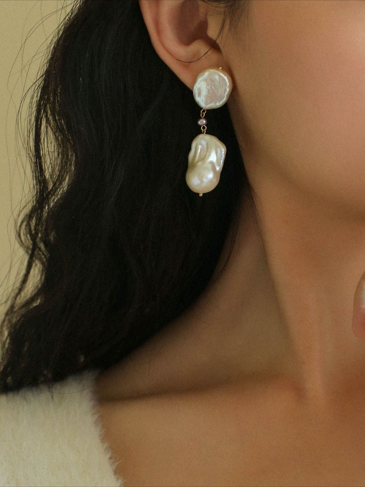 Pink Accent Baroque Pearl Trio Drop Earrings - floysun